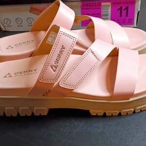 Gerry Choclo Womens Pink Strappy Sandals Arch Support Hook & Loop US 11